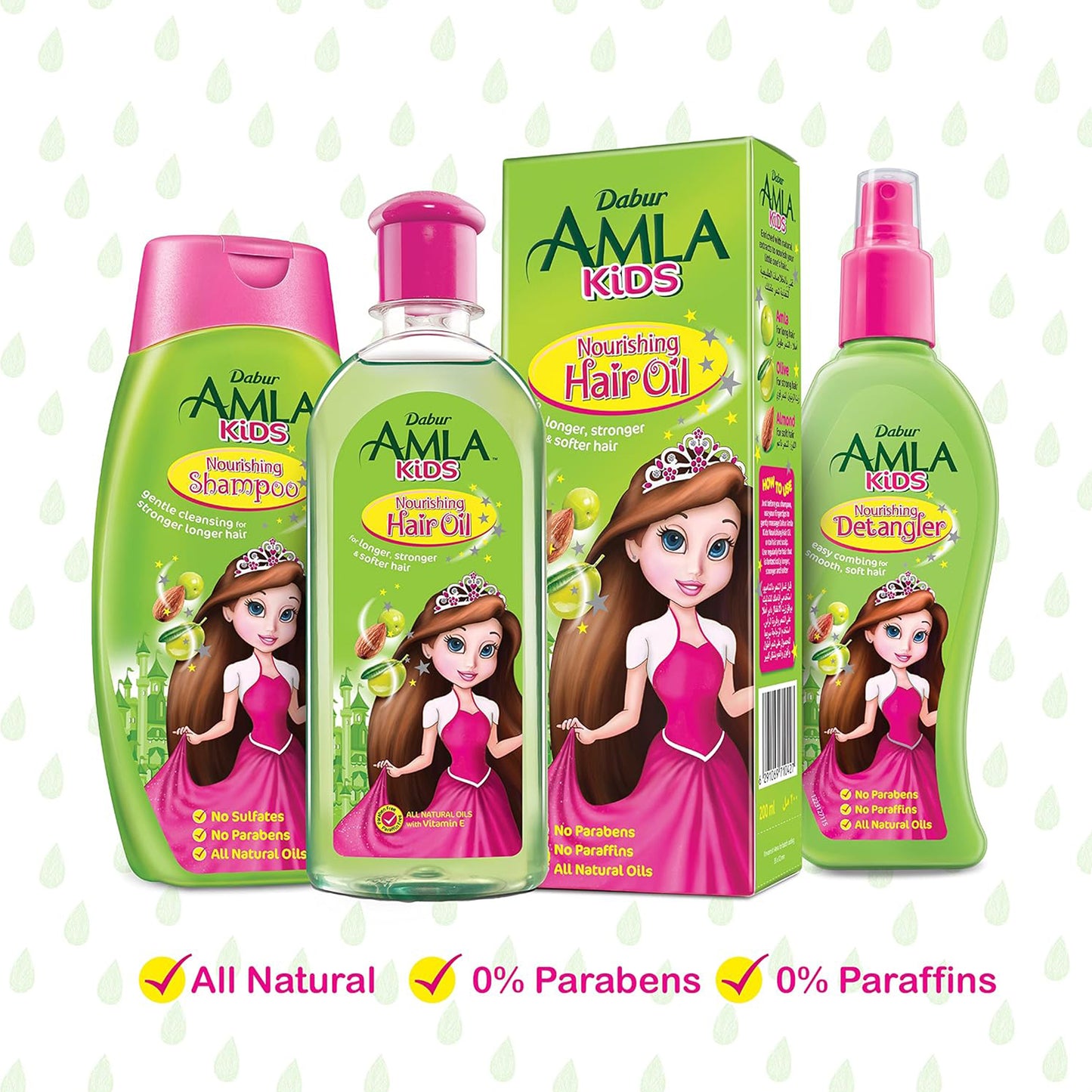 زيت شعر دابر أملا للأطفال (90 مل) | مستخلص طبيعي من الأملا واللوز والزيتون | يجعل الشعر ناعمًا وطويلًا وقويًا 