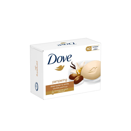 Dove bar soap Pampering Beauty Cream, for all skin types, Shea Butter & Vanilla with ¼ moisturizing cream, 90G