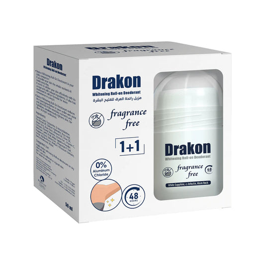 Drakon Whitening Deodorant, Fragrance-Free, 1+1