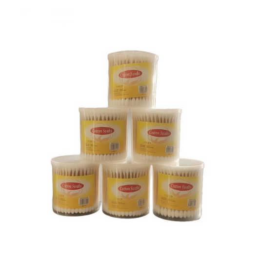 Wooden Cotton Buds, 100 Round Sticks (6) pcs
