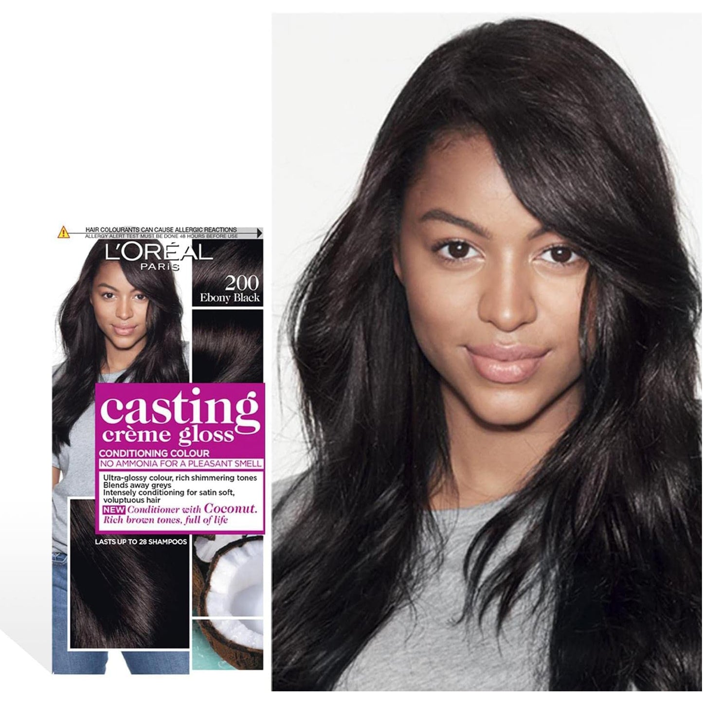 صبغة شعر لوريال باريس كاستينج كريم جلوس - 200 أسود أبنوسي - 240 جم 