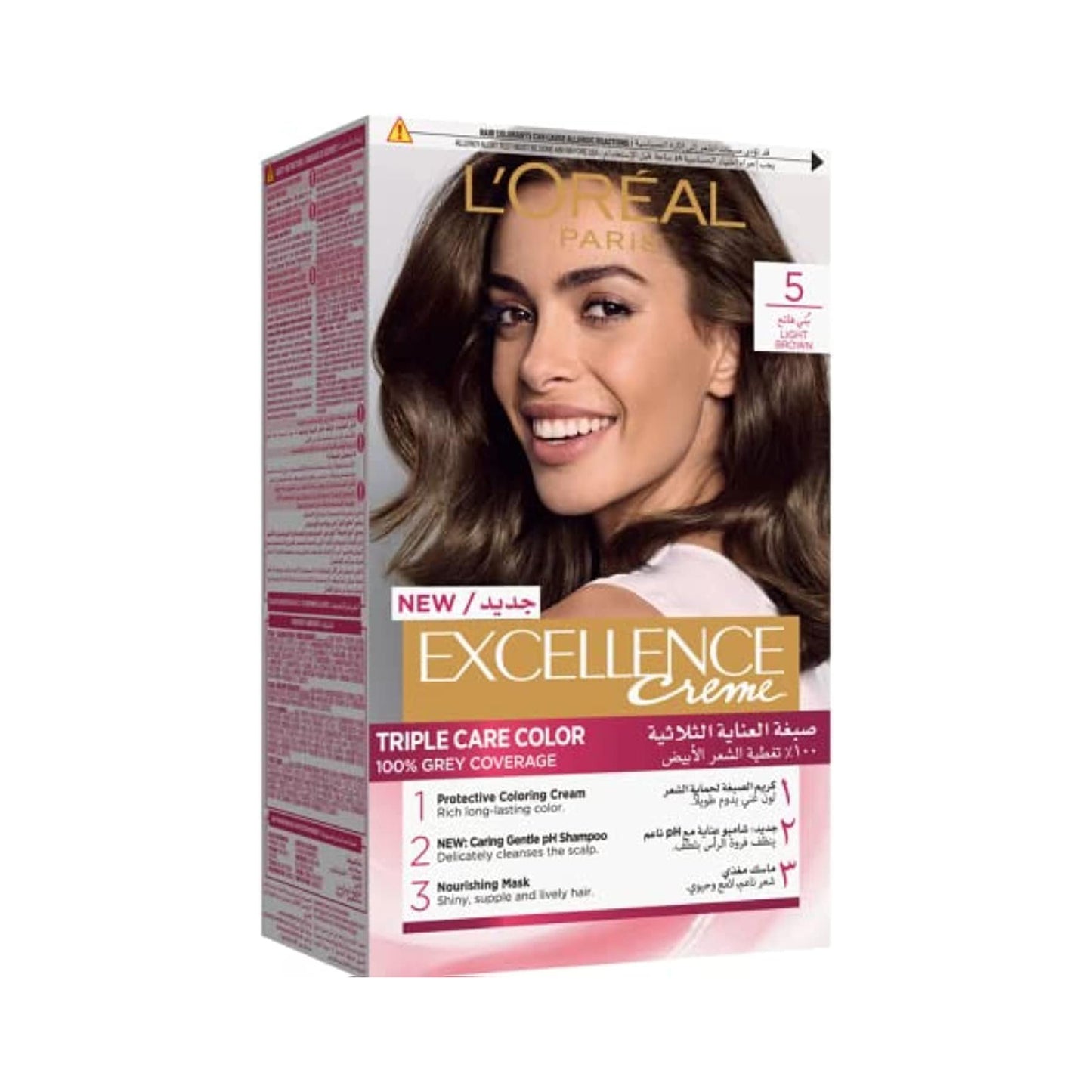 لوريال باريس إكسلنس كريم صبغة شعر دائمة، 5.0 بني فاتح - 72 مل 