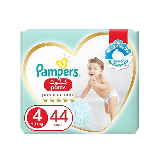 حفاضات بامبرز بريميوم إكسترا كير، مقاس 4، 9-14 كجم، مع لوشن بخلاصة الصبار، 44 حفاضة أطفال 