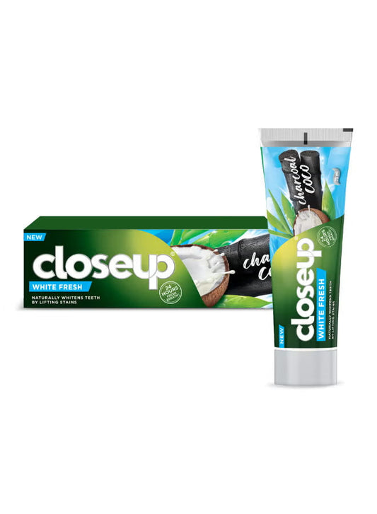 Closeup White Fresh Toothpaste, Charcoal Coco, naturally whitens teeth by lifting stains, 75ml