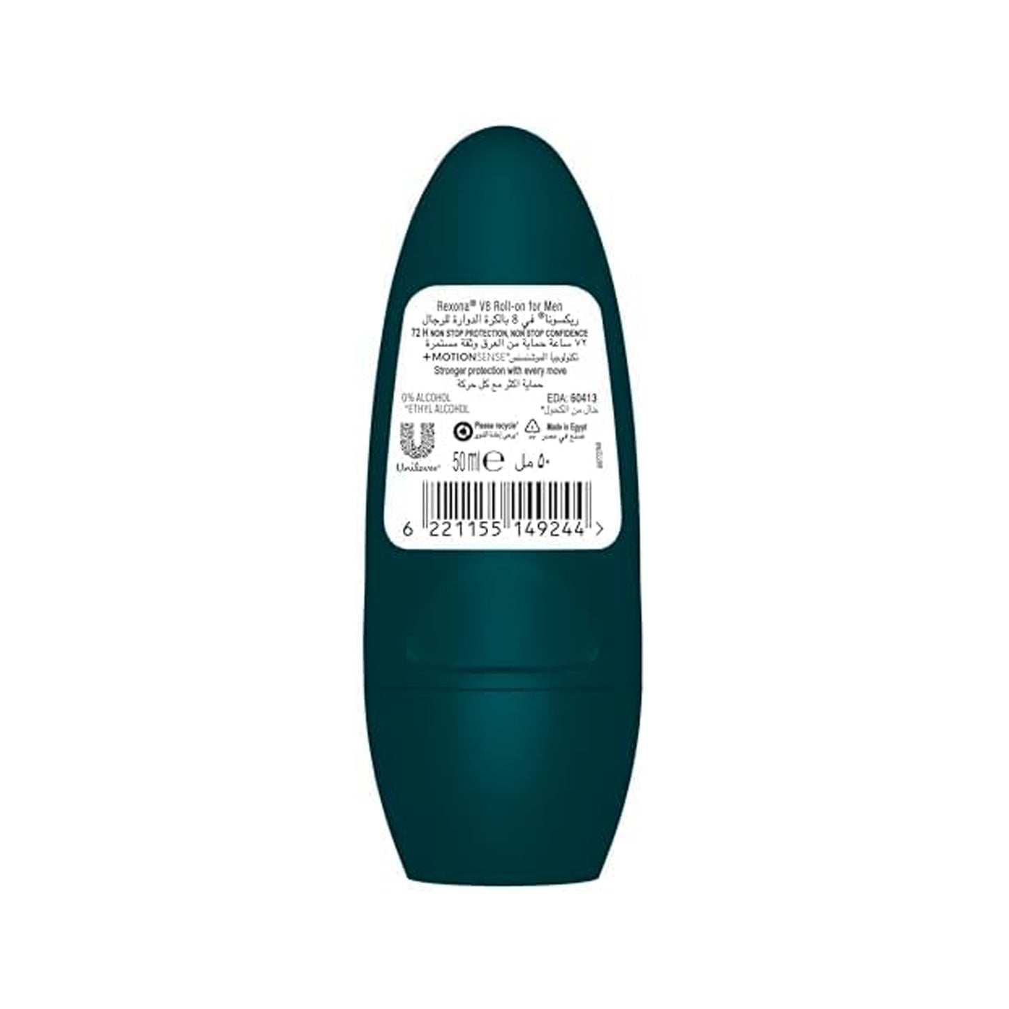 ريكسونا للرجال - مزيل عرق رول أون V8 - حماية متقدمة تدوم 72 ساعة - 50 مل 