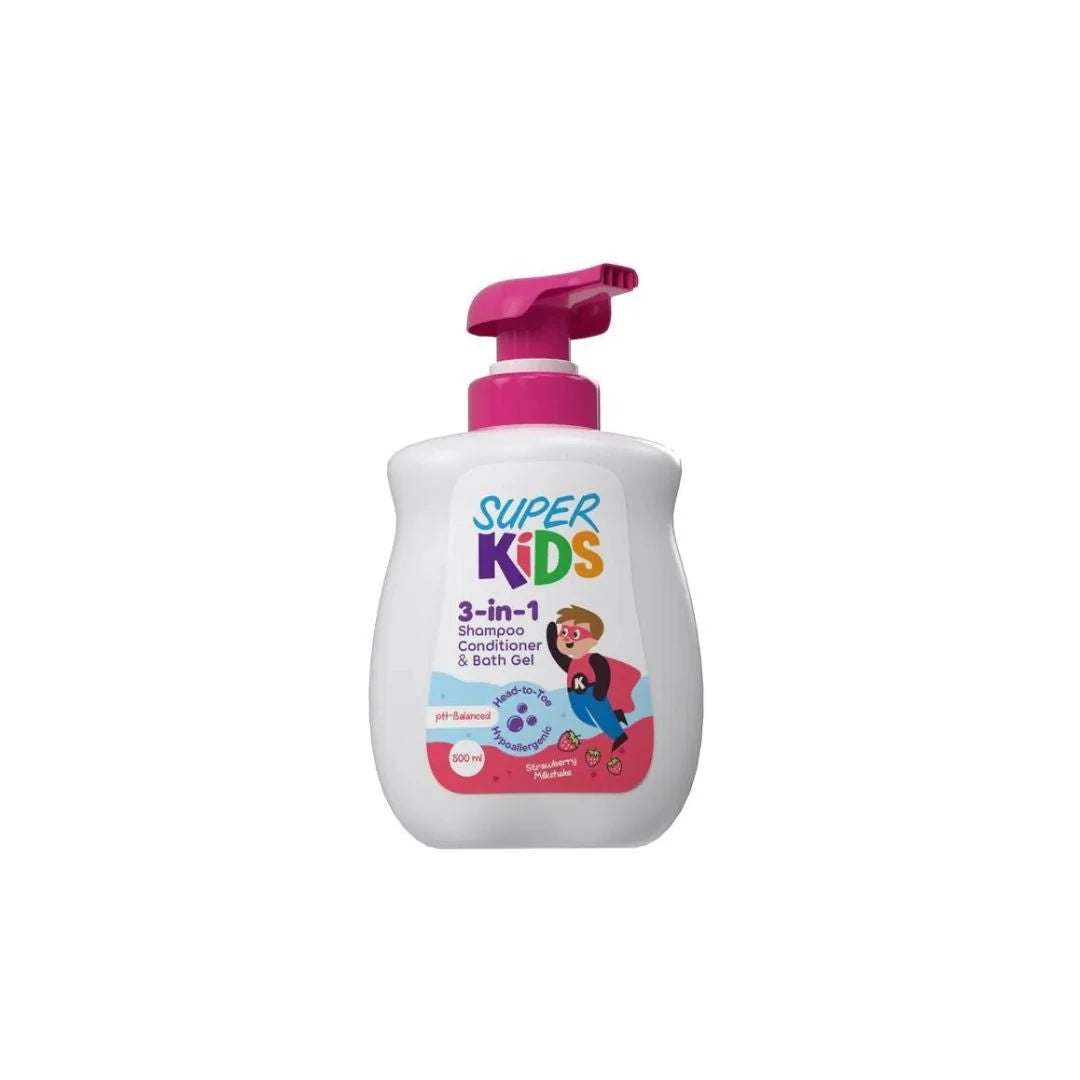 Super Kids 3 in 1 Strawberry Milkshake Scent 500ml