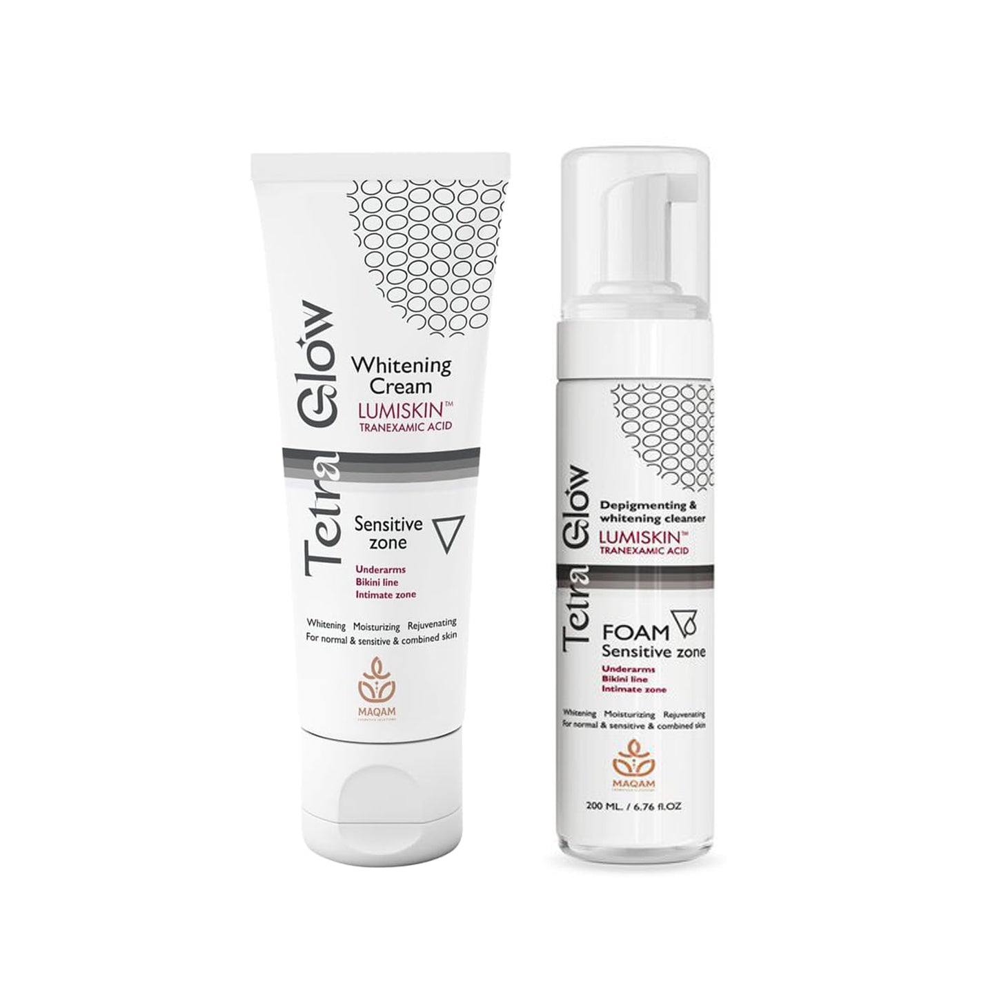 Tetra Glow Sensitive Zone Whitening Routine (1 Cream + 1 Foam)