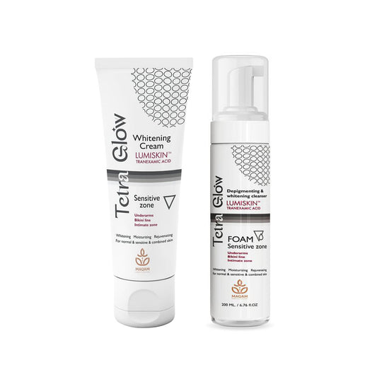 Tetra Glow Sensitive Zone Whitening Routine (1 Cream + 1 Foam)